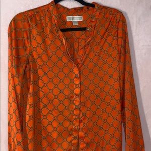 Orange Michael Kors blouse with gold chains🍊